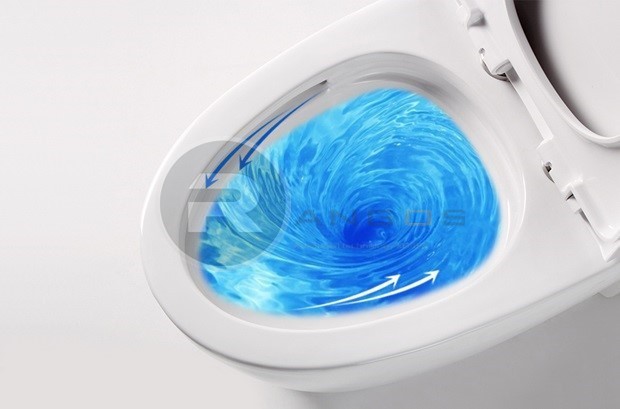 Bồn cầu Rangos sử dụng hệ thống xả xoáy cực mạnh